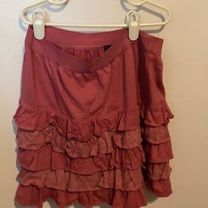 gap pink ruffled mini skirt
